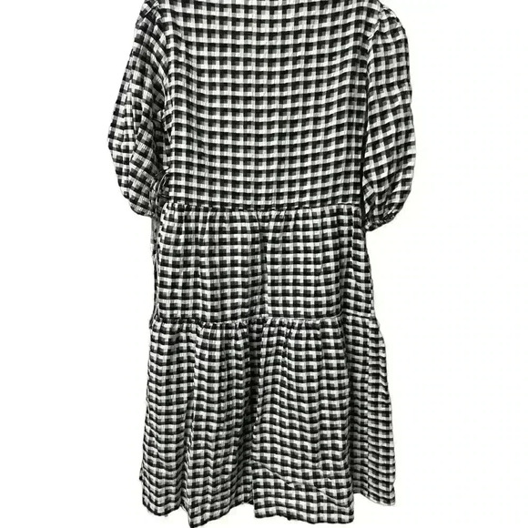 NWT Topshop Gingham Midi Wrap dress Monochrome Black and White Size 4 - Picture 3 of 3